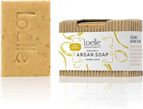 Loelle - Jabón de Argán Orgánico con Ingredientes Naturales - Jabones Sólidos para el Cuerpo, la Cara y el Cabello - Limpiador Facial para Pieles Sensibles con Aceite de Argán, Hecho en Marruecos, 75g  