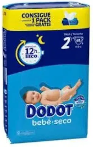LOGAN Pañales Talla 2, para Niños de 4 a 8 Kilogramos DODOT Bebé-seco 68 uds.  