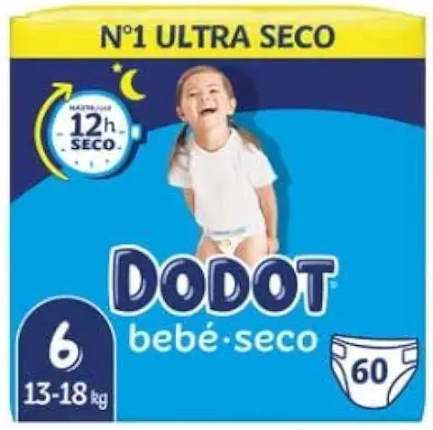 LOGAN Pañales Talla 6, para Niños de 13 a 18 Kilogramos DODOT Bebé-seco 60 uds.  
