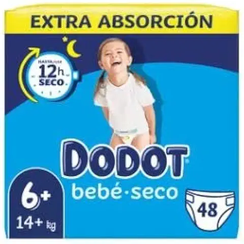 LOGAN Pañales Talla 6+, para Niños de +14 Kilogramos DODOT Bebé-seco 48 uds.  