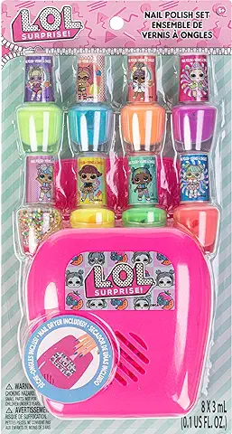 L.O.L Surprise! Townley Girl Kit de regalo de esmalte de uñas de secado rápido seguro a base de agua no tóxico a base de plantas para niños con secador de uñas, a partir de 5 años