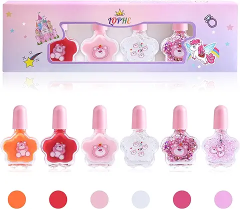 LOPHE Pintauñas Niñas, 6 Pcs Pintauñas Semipermanentes, Esmalte Uñas para Niño Brillantes y Opacos para Niñas y Niños de 3 Años en Adelante, Perfecto para Fiestas, Estilo Regular-C  