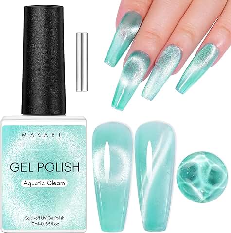 Makartt Gel UV de ojo de Gato, 10 ml, gel de Purpurina para Uñas con Imán de Cateye, Esmalte de Uñas Magnético UV, Manicura en Casa, Diseño de Uñas, Regalo de San Valentín, gel Acuático  