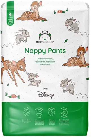 Marca Amazon - Mama Bear - Disney, Pañales Braguita - Talla 4 (9-15 kg), Bianco, 80 Unidad (Paquete de 1)  