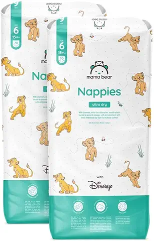 Marca Amazon - Mama Bear Disney Pañales Ultrasecos, Talla 6 (15+ kg) , Blanco, 140 Unidad, 2 Paquetes de 70 - PACK MENSUAL  