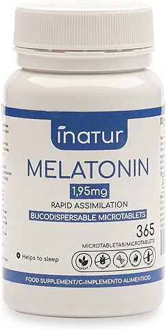 Melatonina Pura 1,9 mg Bucodispersable – 365 Microtabletas | Inatur | Rápida Asimilación | Suministro para 1 año | Ayuda con el Insomnio o Trastornos del Sueño | Vegano  