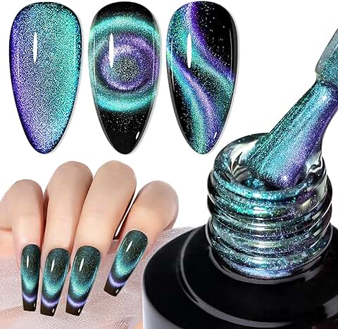 MIZHSE Cat Eye - Esmalte de Uñas de gel UV 9D Cateye Magnético ojo de gato gel Camaleón ojo de gato Esmalte de Uñas UV Esmalte de Uñas de ojo de gato Soak Off UV/LED con 1 Imán 10 ml * 1 (005)  