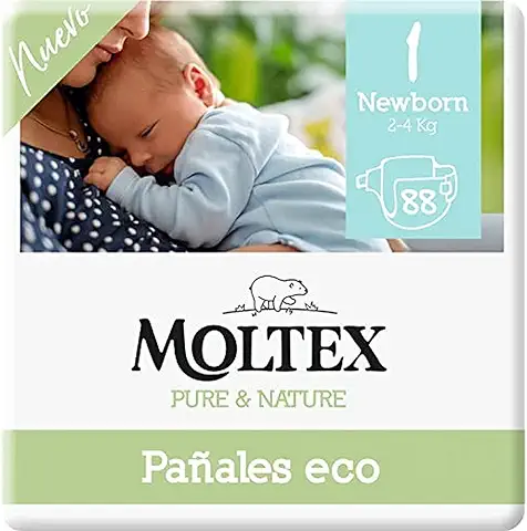 Moltex Pure & Nature Pañales Ecológicos Talla 1 (2-5 kg) - 88 Pañales  
