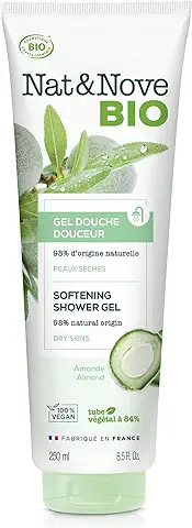 Nat&Nove Bio – Gel de Ducha Delicado, para Pieles Sensibles, con Almendra Orgánica. Suaviza y Limpia la piel Delicada. Bio y Vegano.  