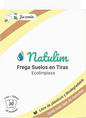 Natulim - Fregasuelos en Tiras Ecológico (30 Usos) | Fregasuelos Eco, Limpiapisos, Limpiador de Suelos Eco - Limpia sin Ensuciar el Planeta (Fragancia Jazmín)  