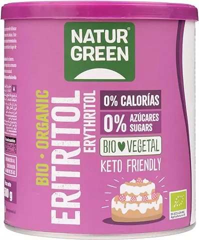 NaturGreen - Eritritol Bio, Edulcorante Natural, Orgánico, Ecológico, Sustutivo del Azúcar, Bajo Indice Glucémico, 500 g  