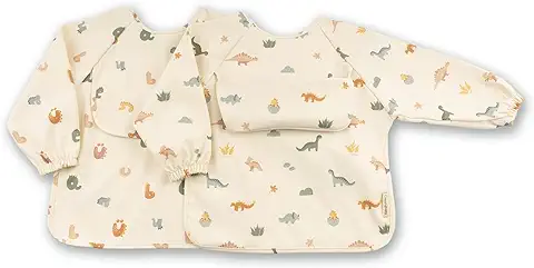 ÜneeQbaby - Baberos Impermeables para Bebés y Niños Pequeños, Paquete de 2, Manga Larga Oeko-TEX para Alimentar y Jugar  