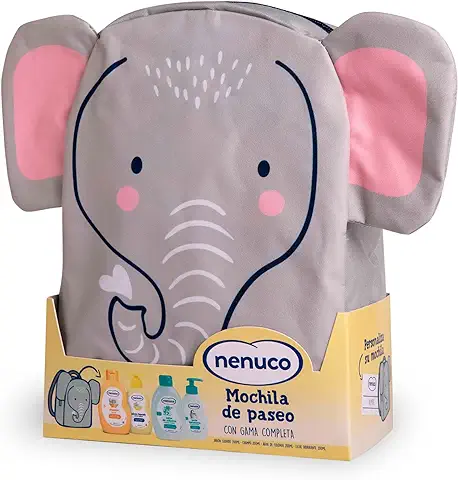 Nenuco Pack Bebé Mochila de Paseo Elefante, con Gama Completa, Colonia, Jabón, Champú y Leche Hidratante, 4x200ml  
