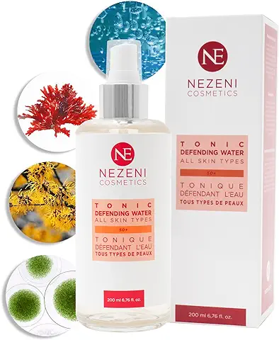 Nezeni Tónico Facial Defending Water 200 ml | 8 Principios Activos | Ácido Hialurónico, Extracto de Hamamelis y Extractos de Microalgas | Vegano | Para Todo Tipo de Pieles | BAJO EN CONSERVANTES  
