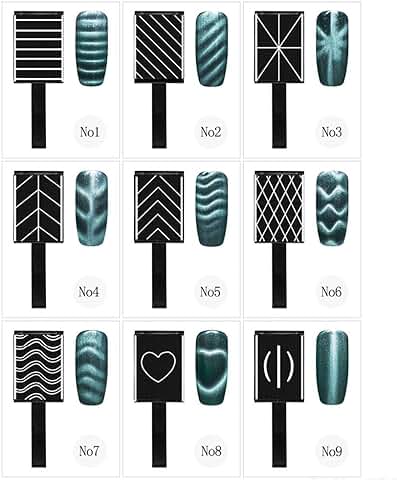 Nikou Herramientas de Manicura para arte de Uñas - ojo de gato Esmalte 9 Unids/set 3D ojo de gato Magnético LED Esmalte Remojo Portátil UV Gel Magnético Stick Estilo Múltiple  