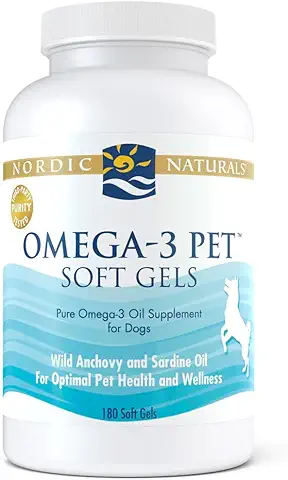 Nordic Naturals, Omega-3 Pet, Aceite de Pescado para Perros, 180 Cápsulas Blandas, Testado en Laboratorio, Sin Soja, Sin Gluten, No GMO  