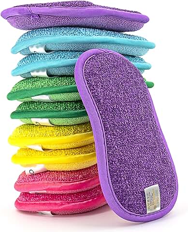 Onutis - 10 Esponjas de Microfibra Lavables y Reutilizables - Estropajo Cocina, Limpieza Hogar - Estropajo Ecologico y Oeko Tex