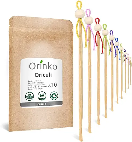 ORINKO - Bastoncillo de Oídos Japonés de Bambú 10x - Bastoncillo de Oídos Ecológico y Reutilizable para Sustituir los Bastoncillos de Algodón - Cero Residuos [Satisfacción o Reembolso de por Vida]  