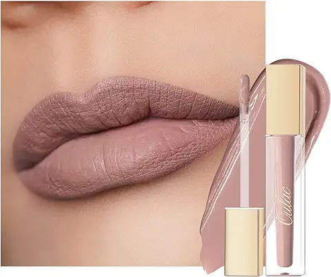 Oulac Nude Pintalabios Mate Líquido - Beige Larga Duración Labios, Muy Pigmentadas, Cobertura Total Barra de Labios, Fórmula Cremosa, Sin Transferencia,Con Aceite de Rosa, Vegano&Cruelty free M19  