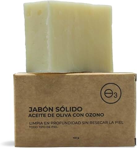 OZONO D'OR - Jabón de Manos y Cuerpo 100% Natural Ecológico con Ozono Exfoliante, Acti Acné, Antibacteriano y Antifúngico | Jabón Facial Artesanos para Piel Grasa, Sensible o Atópica | 100 g  