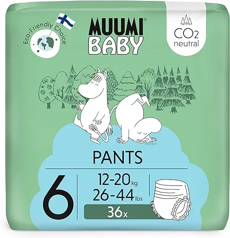 Pañales de Entrenamiento Ecológicos Muumi Baby, Talla 6, 12-20 KG, 36 Pañales Braguita Premium | Suaves y Agradables para la Piel, sin Productos Químicos Innecesarios |  