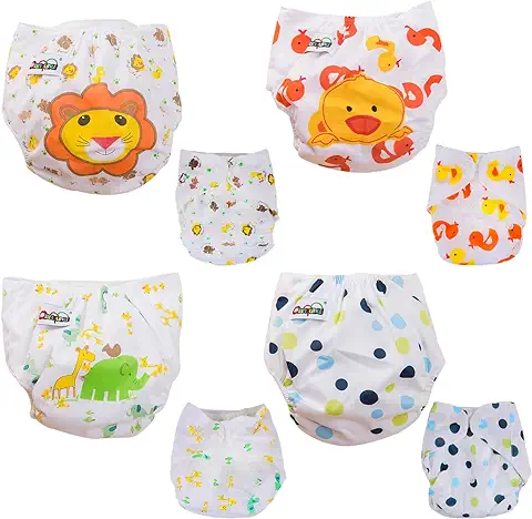 Pañales Tela Bebe Reutilizables, FainFun 4 Pañales Lavables, Pañales Reutilizables para el Agua Bebe, Plegable, Reutilizable y Puede Utilizarse como Pantalón de Entrenamiento  