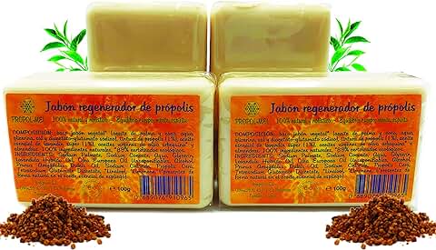 Pack x 4 Jabon Propoleo x 100g c/u. Jabón Ecológico Nutritivo, Regenerador, Hidratante y Antiséptico. Jabon Artesanal apto para todo tipo de Piel.  