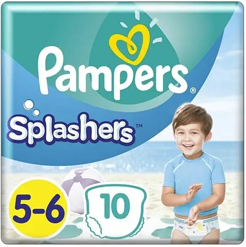 Pampers Splashers Pañales de Natación Desechables, Talla 5-6, 10 Pantalones  