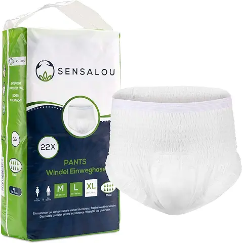 Pantalones Incontinencia para Adultos Hombre y Mujer - Ropa Interior - Protector Perdidas de Vejiga Débil - Pañales Desechables Mojar Cama, Maternidad - 22 unidades - Blanco, Tallas XL