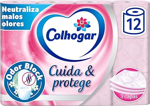Papel Higiénico COLHOGAR Cuida&Protege Odor Block, 3 Capas, Paquete 12 Rollos - Rosa  