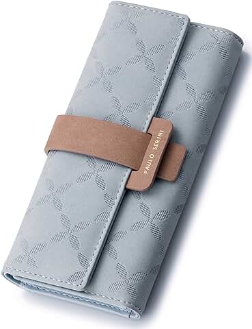 PAULO SERINI® Monedero Mujer Grande | Cartera para Señoras con 9 Compartimentos para Tarjetas de Crédito y Bolsillo con Cremallera para Monedas | Cuero Sostenible 100% Vegano  