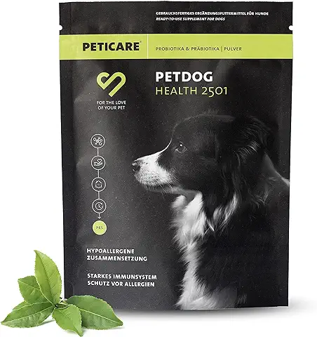 Peticare Perros Prebiótico y Probiótico - Fortalecer Sistema Inmunológico, Restauración Tripas, Construir Flora Intestinal, Alivia Susceptibilidad Alergias y Picores - PetDog Health 2501  