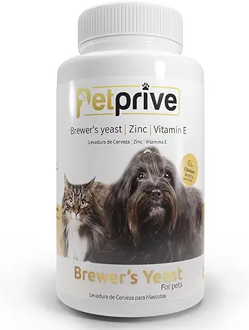 Petprive Levadura De Cerveza para Perros Y Gatos con Vitamina B, Vitamina E, Zinc Y Minerales - Vitaminas para Perros - Suplemento Vitaminico Natural para Pelo, Piel Y Uñas - 180 Comprimidos  