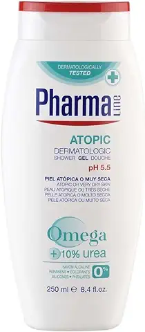 PharmaLine - Gel piel Atópica 250 ml - Gel Dermatologic Atopic - Piel Atópica, Piel muy seca o Piel Sensible - Gel de Ducha - Cuidado de la Piel- Gel de Baño - Para toda la Familia [Paquete de 3]  