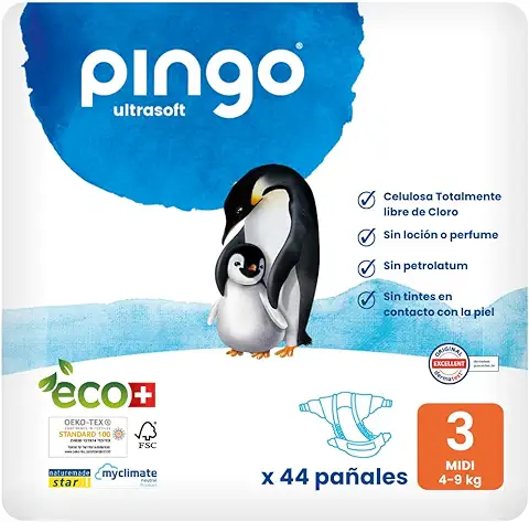 Pingo Pañales Ecológicos Talla 3 Midi (4-9 kg) - 1 Bolsa de 44 Pañales  