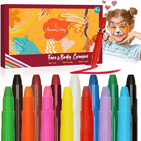Pinturas Cara para Niños Carnaval, Eleanore's Diary 14 Colores Crayones de Pintura Facial y Cuerpo, Seguro y No Tóxico Lavables, Maquillaje Pintacaras para Carnaval,Pintura Corporal Embarazadas  