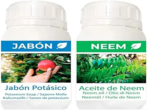 PLANTAWA Jabón Potásico y Aceite de Neem para Plantas (2X250 ml) | Repelente Insecticida Orgánico, Biodegradable y Natural | Protección Sostenible Huerto, Mosca Blanca, Araña Roja, Pulgón, Cochinilla  