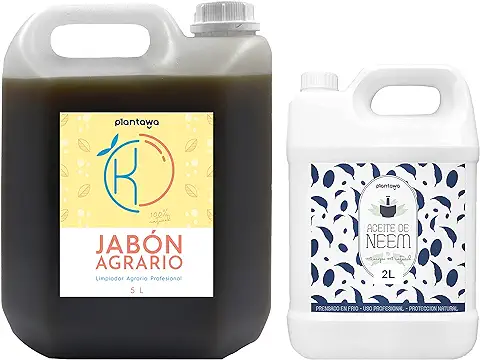PLANTAWA Pack Jabón Potásico 5L + Aceite de Neem 2L | Limpieza Eficiente y Repelente Natural de Plagas | Cuidado Ecológico para Huerto. Versátil y Respetuoso con el Medio Ambiente.  