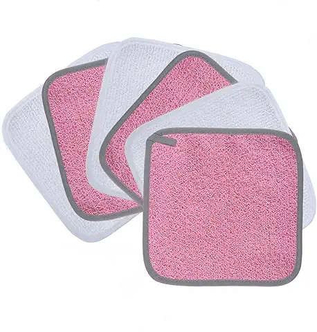 Polyte - Toalla Facial Desmaquillante de Microfibra Superabsorbente - Hipoalergénica, sin Elementos Químicos - Rosa/blanco - 20 x 20 cm - Pack de 6  
