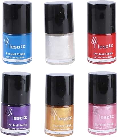 POPETPOP Esmalte de Uñas de Perro para Mascotas, no Tóxico, base de Agua, Ingredientes Saludables, Suministros para Mascotas, 6 Unidades  