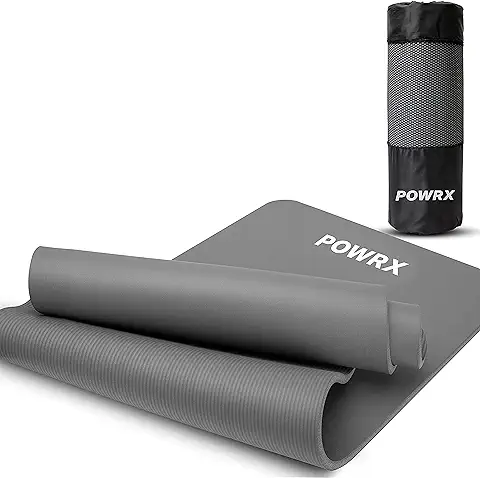 POWRX Colchoneta Fitness Antideslizante 190 x 60, 80, 100 cm - Esterilla Deporte Ideal para Yoga, Pilates y Gimnasia - Extra Suave y Grosor de 1,5 cm o 1 cm - Ecológica con Cinta para Transporte y Funda + Poster  