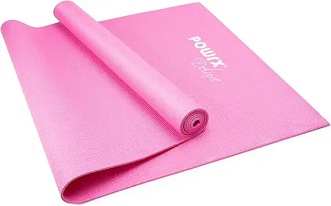 POWRX Esterilla yoga antideslizante 173 x 61 x 0,4 cm - Colchoneta ideal también para ejercicios de pilates y gimnasia - Enrollable con bolsa de transporte - Extra suave + PDF workout