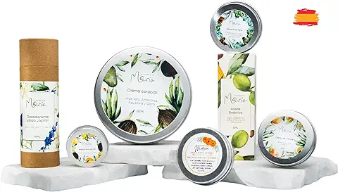 RUTINA COMPLETA DE CUIDADO CORPORAL - Crema Corporal, Aceite Botánico, Crema de Manos, Desodorante, Multibálsamo, Balsamo Labial - 100% Ecologico y Natural  