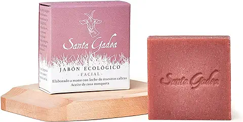 Santa Gadea Facial 120 g | Jabón Ecológico | Leche de Cabra y Aceite de rosa Mosqueta | Con Aceite de Oliva | Jabon Sólido Artesanal | Saponificación en Frío  