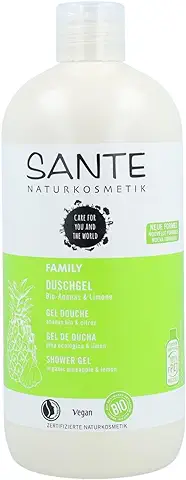 Sante Naturkosmetik Naturkosmetik - Gel de Ducha Orgánico de Piña y Lima, Tamaño Familiar de 500 ml, con Dispensador, Aroma Afrutado y Fresco, Vegano, sin Microplástico, para Mujeres y Hombres  