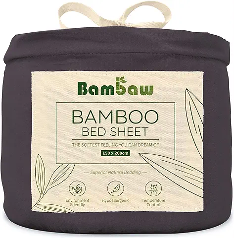 Sábana Bajera de Bambú | Antracito - 150x200 cm | Suave y Lujosa | Fitted Sheet | Tejido de Microfibra Bambu | Bed Sheets | Sostenible | Sábana Hipoalergénica | Transpirable | Bambaw  