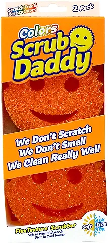 Scrub Daddy Colors Esponja de Limpieza para la Cocina, Naranja - 2 Pack  