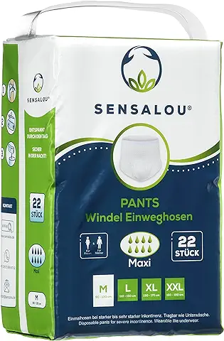 Sensalou Pantalones Incontinencia para Adultos Unisex - Ropa Interior - Protector Perdidas de Vejiga Débil - Pañales Desechables Mojar Cama, Maternidad - 22 Unidades - Blanco, Tallas Medium  