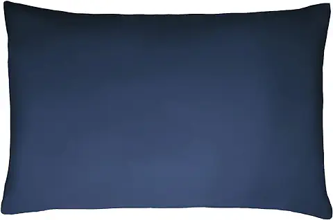 Sleepdown Juego de 2 Fundas de Almohada 100% Satén de Algodón, Antialérgicas de 300 Hilos, Ropa de Cama de Lujo, 50 x 75 cm, Color Azul Marino  