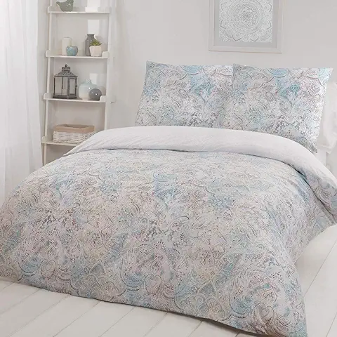 Sleepdown Juego de Funda de Edredón Reversible con Estampado de Cachemira, Ultrasuave, Fácil Cuidado, Hipoalergénico, 135 x 200 cm + 1 Funda de Almohada de 80 x 80 cm, Microfibra, 135 x 200 cm + 1 x  